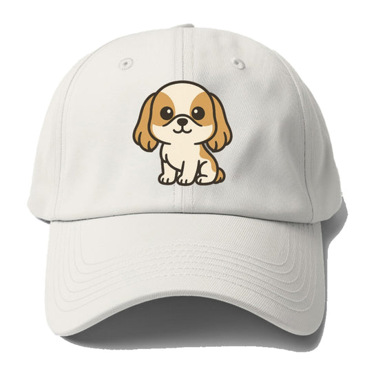 shih tzu white and gold sitting pose with long ears portrait design Hat
