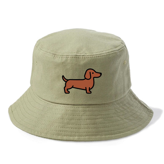 Dachshund - Red/brown smooth flat side profile - Bucket Hat - Army Green
