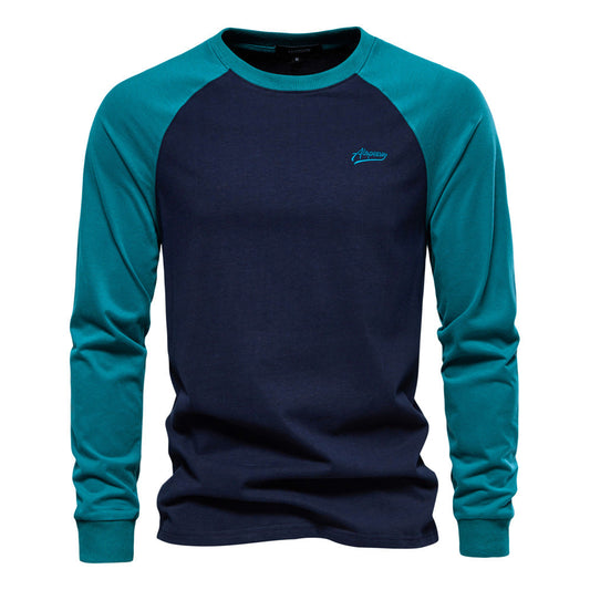 Men's Cotton Raglan Long Sleeve Casual Tee
