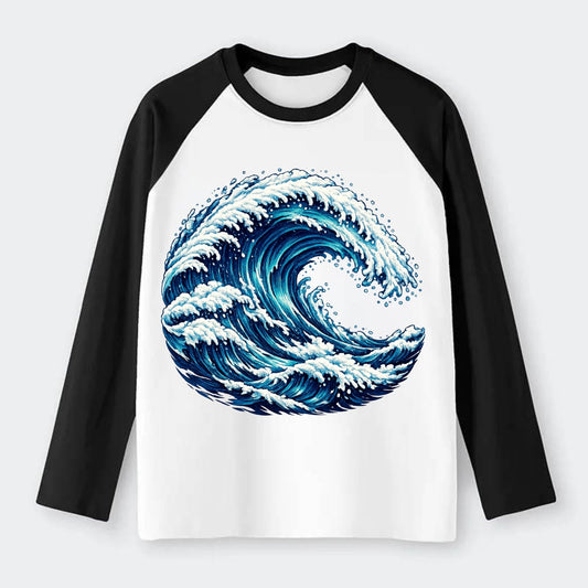 Ocean Wave - Raglan Long Sleeve T-Shirt