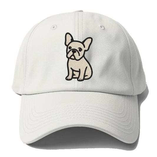 French Bulldog - Head tilt one ear up - Baseball Cap - Off White