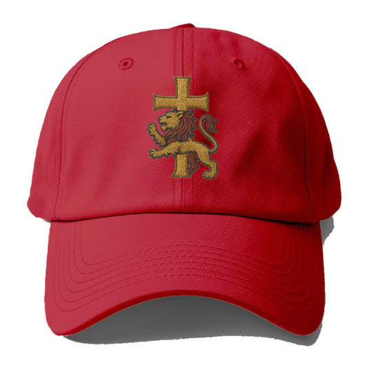 Lion and Cross  - Baseball Cap - Red