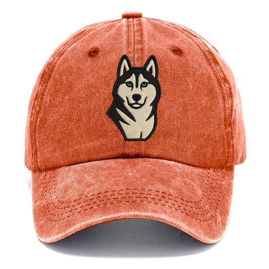 Husky - Blue eyes close-up portrait - Classic Cap - Terracotta Clay(Orange)