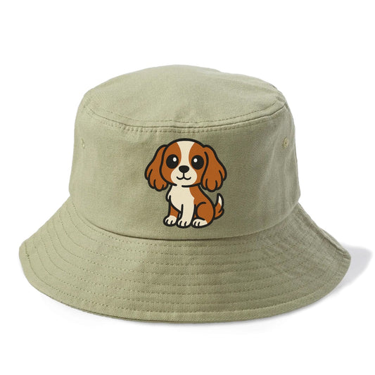 Cavalier King Charles Spaniel Blenheim Colored Sitting Pose Portrait Design Hat